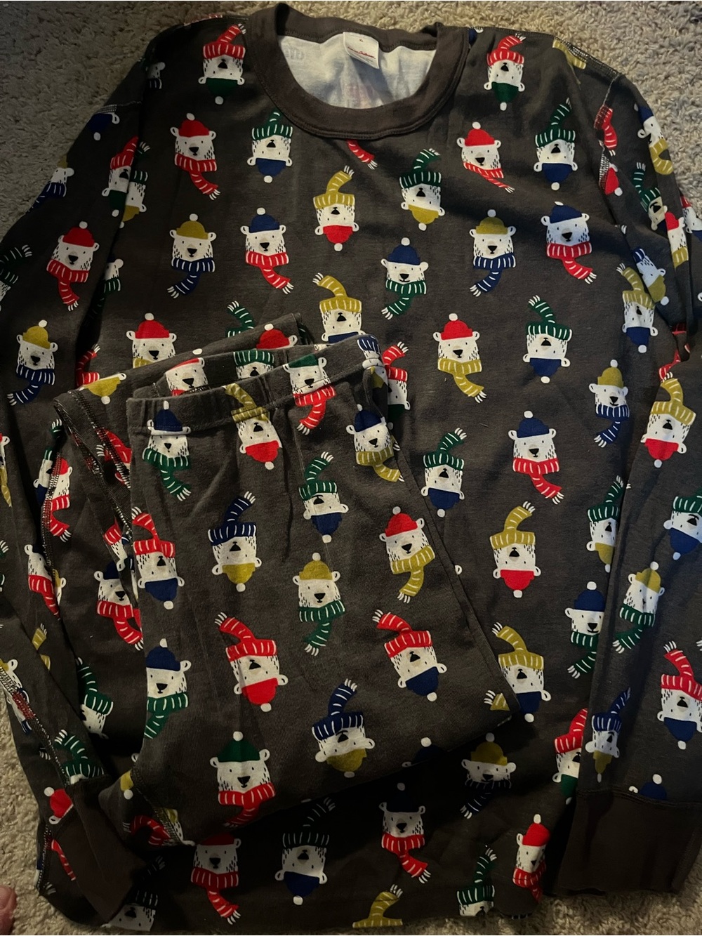 Hanna Andersson Adult Polar Bears in Hats Organic Cotton Pajama Set, Size XL